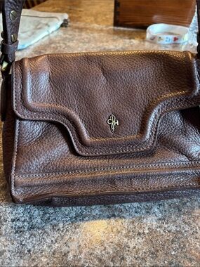 Cole Haan Dark Brown Pebbled Leather Crossbody Bag